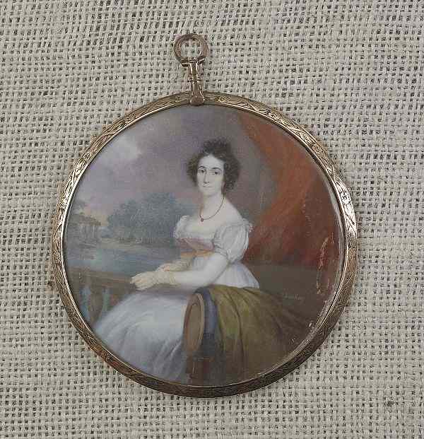 Appraisal: James Leakey British - miniature portrait of a seated woman