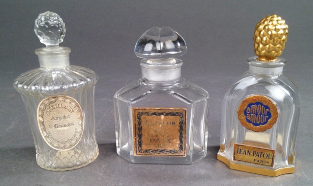 Appraisal: Three Baccarat French Perfume Bottles Including Guerlain Apres L'Ondee Guerlain