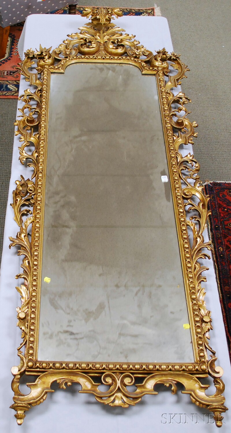 Appraisal: Gold-painted Victorian Rococo Revival Carved Wood Pier Mirror painted losses