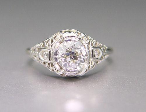 Appraisal: K DIAMOND FILIGREE RING K white gold filigree ring centers