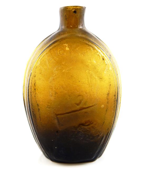 Appraisal: GLASS WASHINGTON JACKSON bottle honey amber sheared lip open pontil