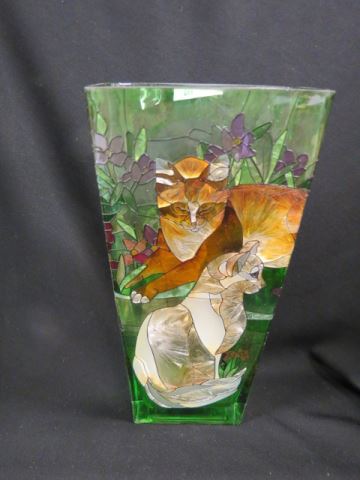 Appraisal: Decorative Cat Vase stained glass effect