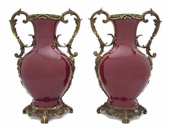 Appraisal: A Pair of Chinese Porcelain Gilt Metal Mounted Vases each