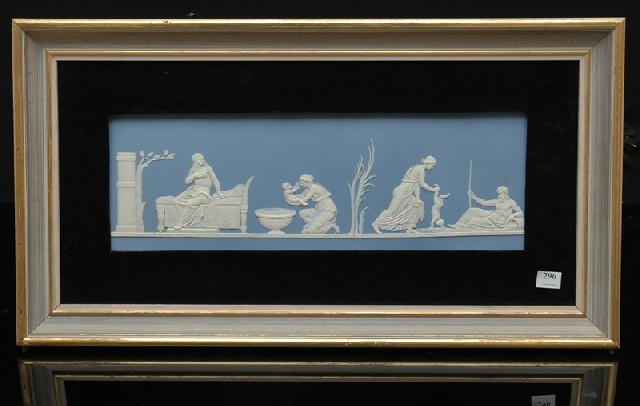 Appraisal: A FRAMED WEDGWOOD JASPERWARE PANEL Rectangular the classically decorated panel