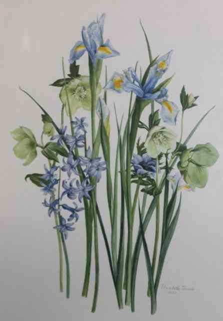 Appraisal: Elizabeth Towner th Century Study of blue and green flowers