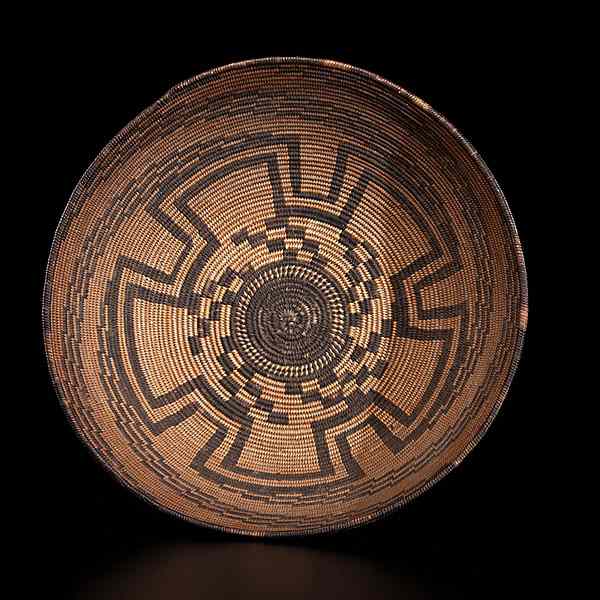 Appraisal: Apache Basket with parallel stepped bands rotating inward to cogged