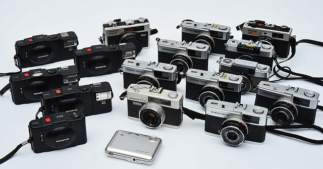 Appraisal: SIX OLYMPUS TRIP CAMERAS two Olympus Penn E E Cameras