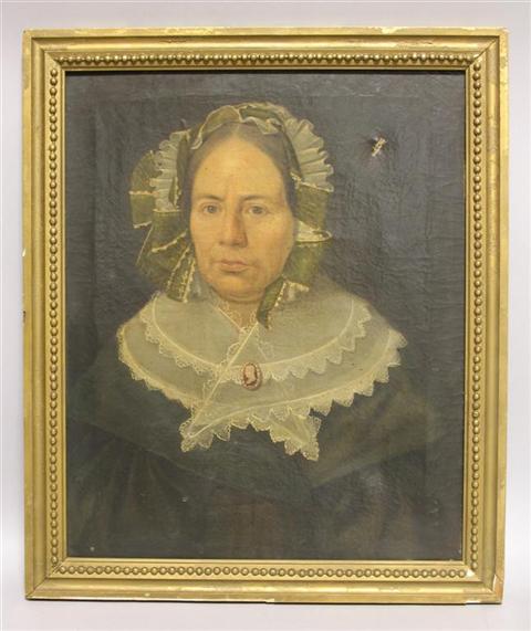 Appraisal: TH CENTURY PORTRAIT OF A WOMAN HALF LENGTH Oil on