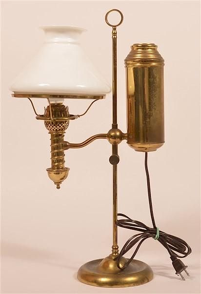 Appraisal: Brass Single Arm Student Lamp Brass Single Arm Student Lamp