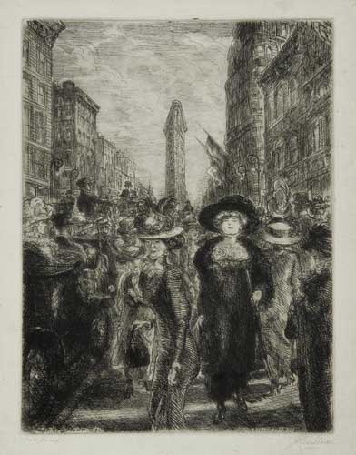 Appraisal: JOHN SLOAN Fifth Avenue Etching x mm x inches full