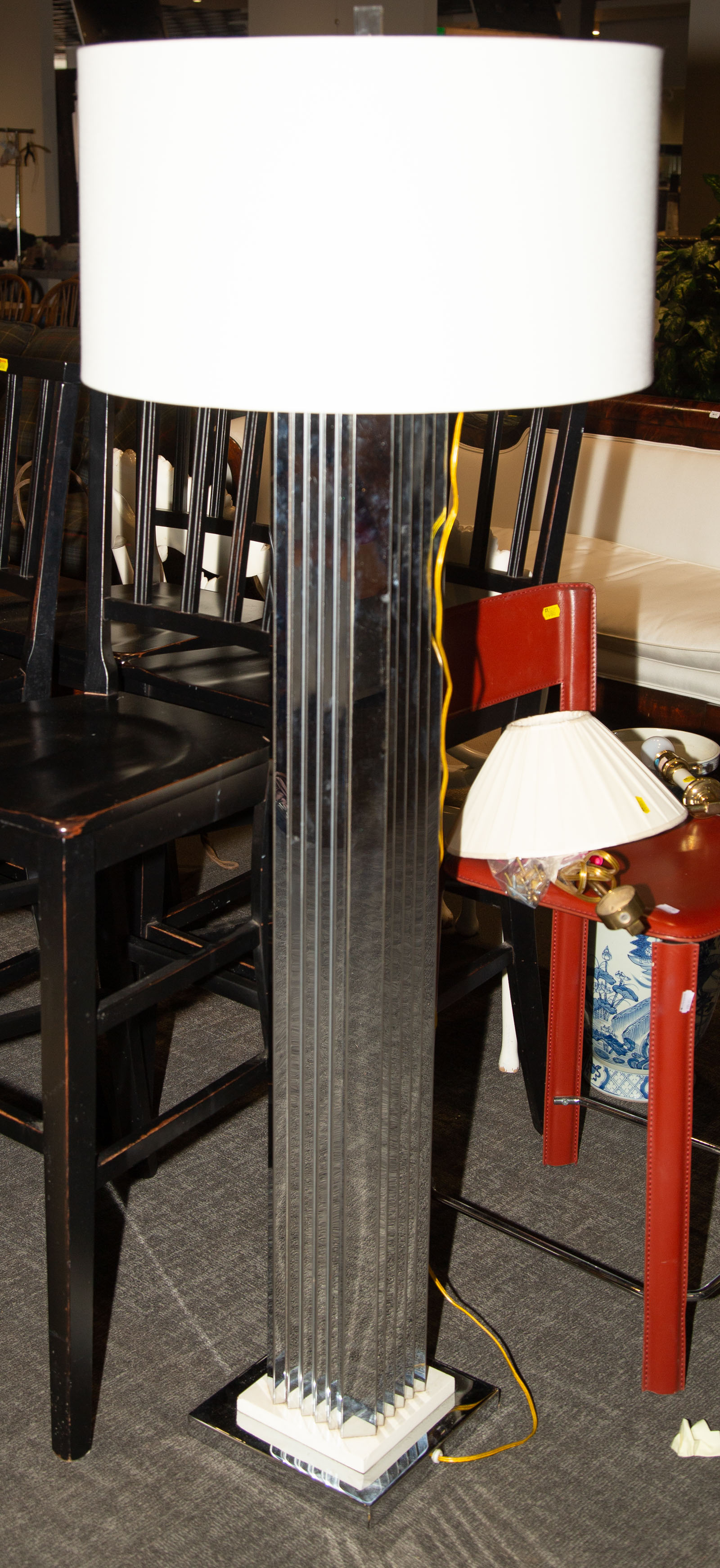 Appraisal: SELECTION OF FURNITURE Includes a modern mirrored floor lamp approximately