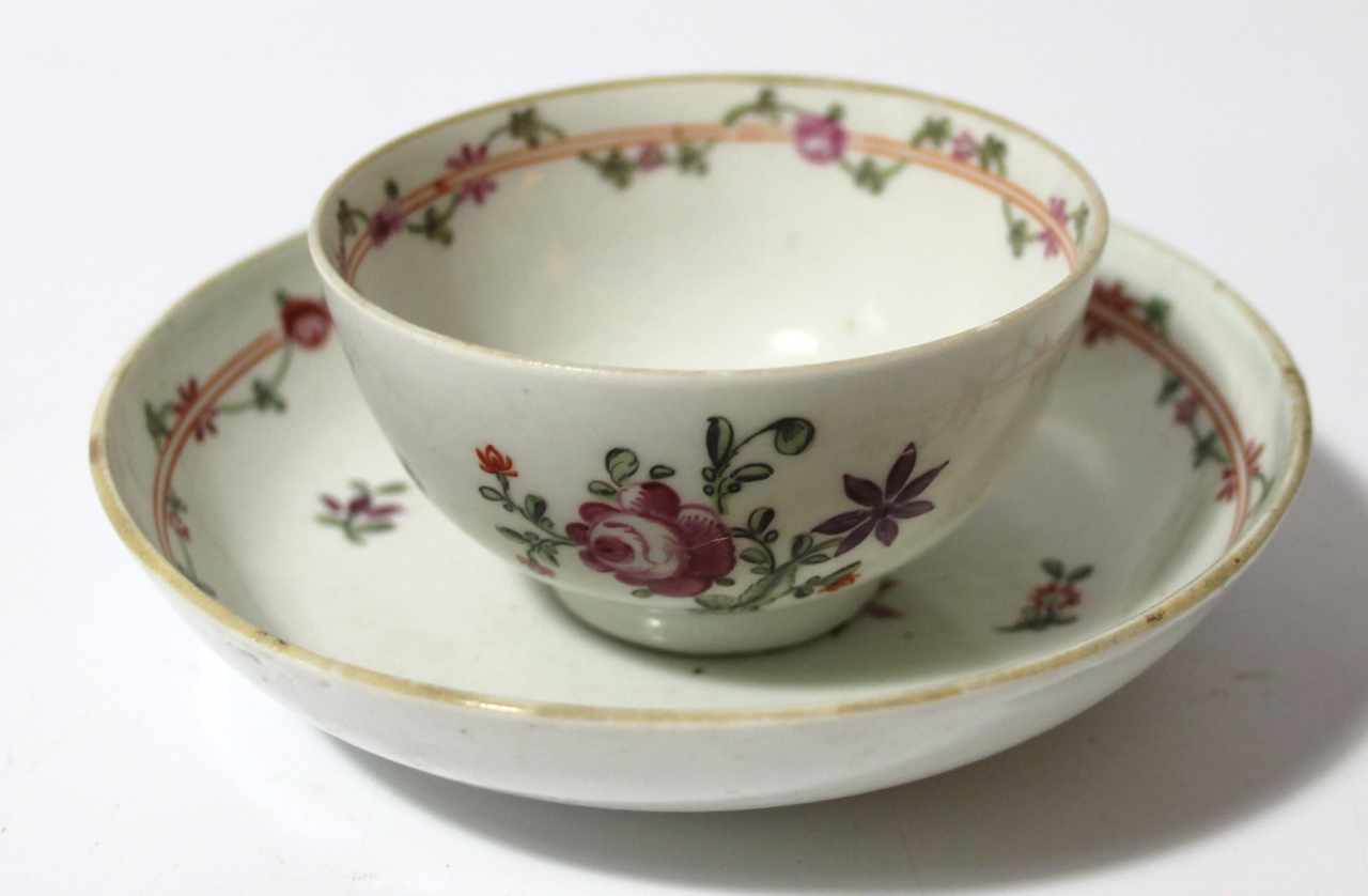 Appraisal: A late thC English porcelain tea bowl and saucer cm