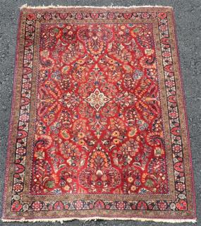 Appraisal: Antique Floral Pattern Oriental Area Rug Antique Center Medallion and