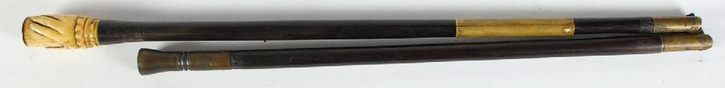 Appraisal: UNUSUAL MID NINETEENTH CENTURY LARGE BORE EBONY AND BRASS MOUNTED