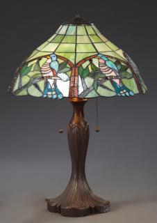 Appraisal: Unusual Tiffany Style Leaded Glass Table Lamp lat Unusual Tiffany