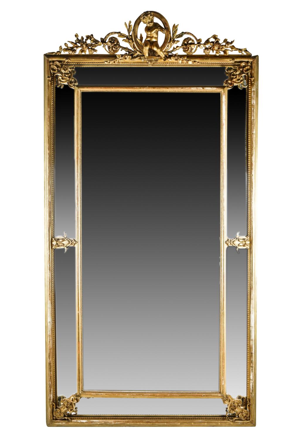 Appraisal: FRENCH NEOCLASSICAL STYLE CARVED GILT WOOD MIRRORthe rectangular mirror plate