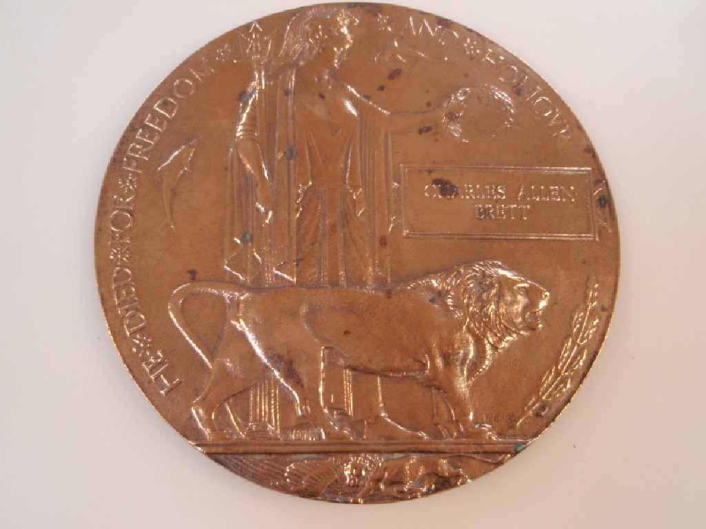 Appraisal: A WWI bronze death plaque for Harry Docura