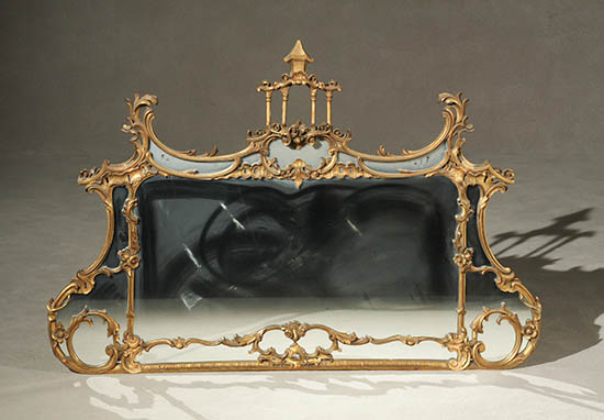 Appraisal: George III Style Giltwood Chinoiserie Overmantel Mirror th Century Some