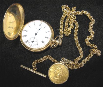 Appraisal: karat yellow gold hunting cased pocket watch ElginWith handmade watch