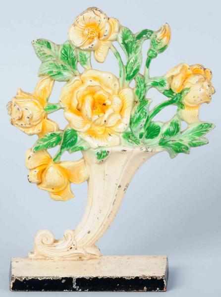 Appraisal: Cast Iron Roses in Slanted Vase Doorstop Made by Hubley