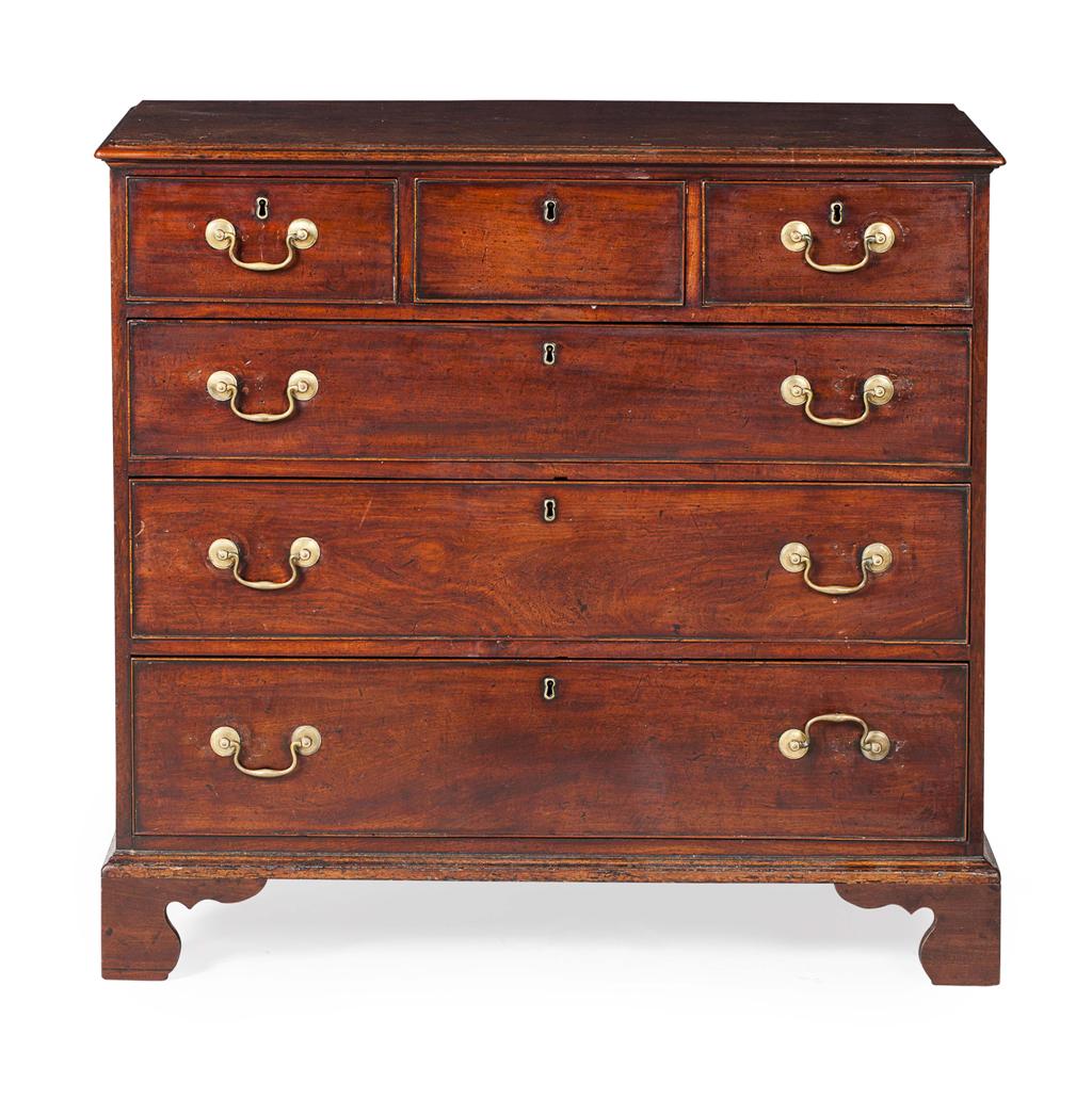 Appraisal: GEORGE III MAHOGANY CHEST OF DRAWERS TH CENTURY the rectangular