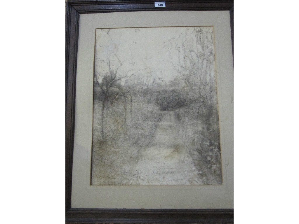 Appraisal: Chalk drawing 'Berkshire Country' attributed on a label verso to