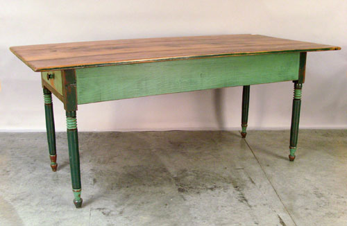 Appraisal: Painted pine farm table th c h w d