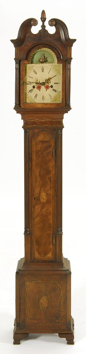 Appraisal: GRANDMOTHER'S CLOCK - In inlaid mahogany case with half fan