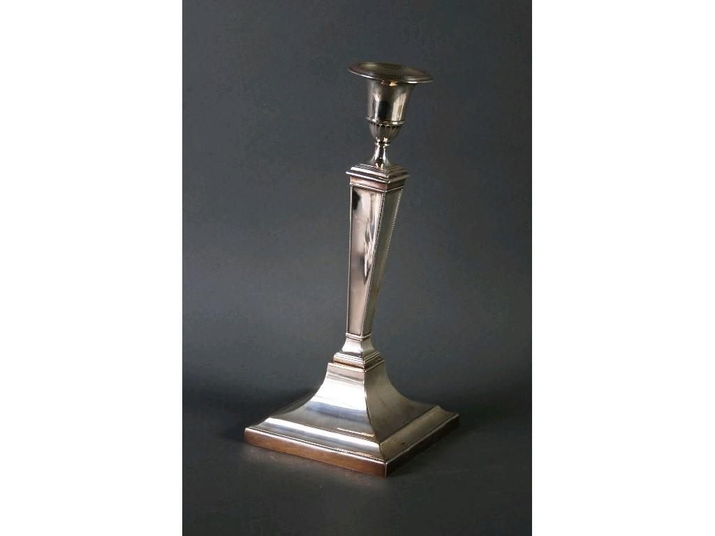 Appraisal: GEORGE V SILVER TABLE CANDLESTICK the urn shaped sconce above