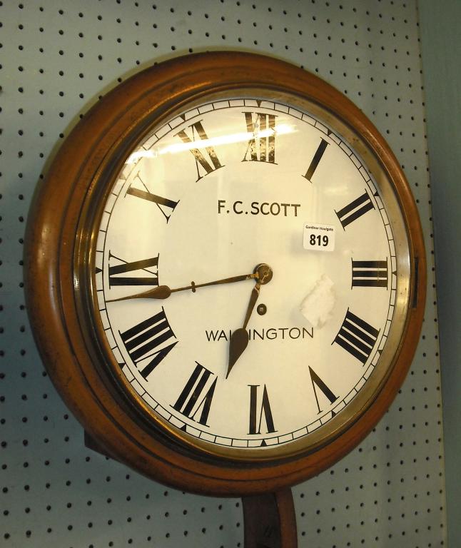 Appraisal: Mahogany single fusee wall dial signed F C Scott Wallington