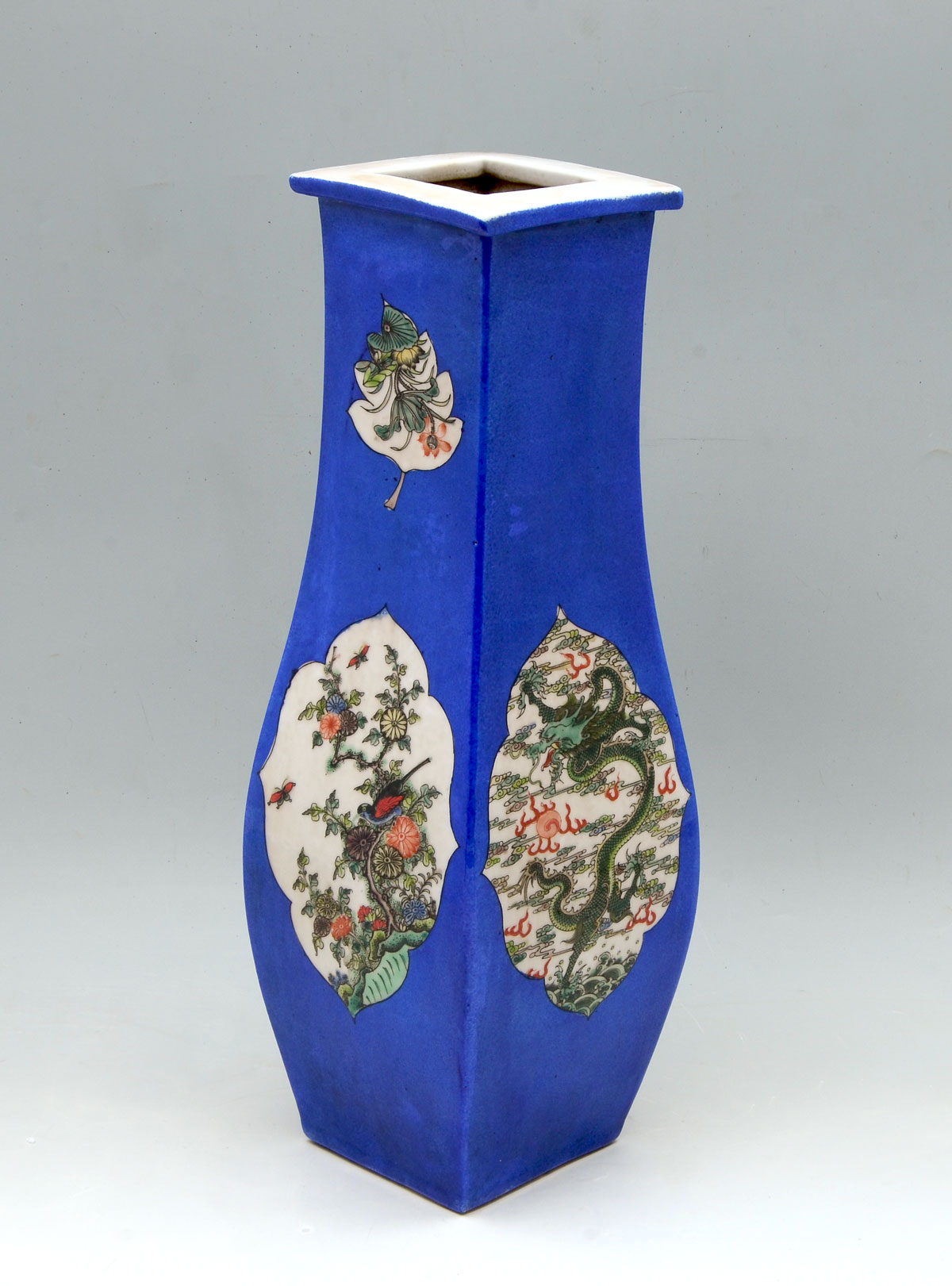 Appraisal: CHINESE BLUE KANGXI SIGNED VASE Cobalt glazed Chinese sided having