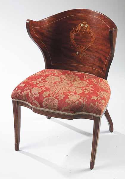 Appraisal: An American Egyptian Revival Laminated Mahogany and Inlaid Boudoir Chair