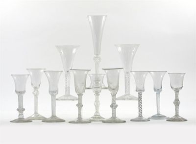 Appraisal: Twenty various wine glasses eleven with airtwist stems nine with