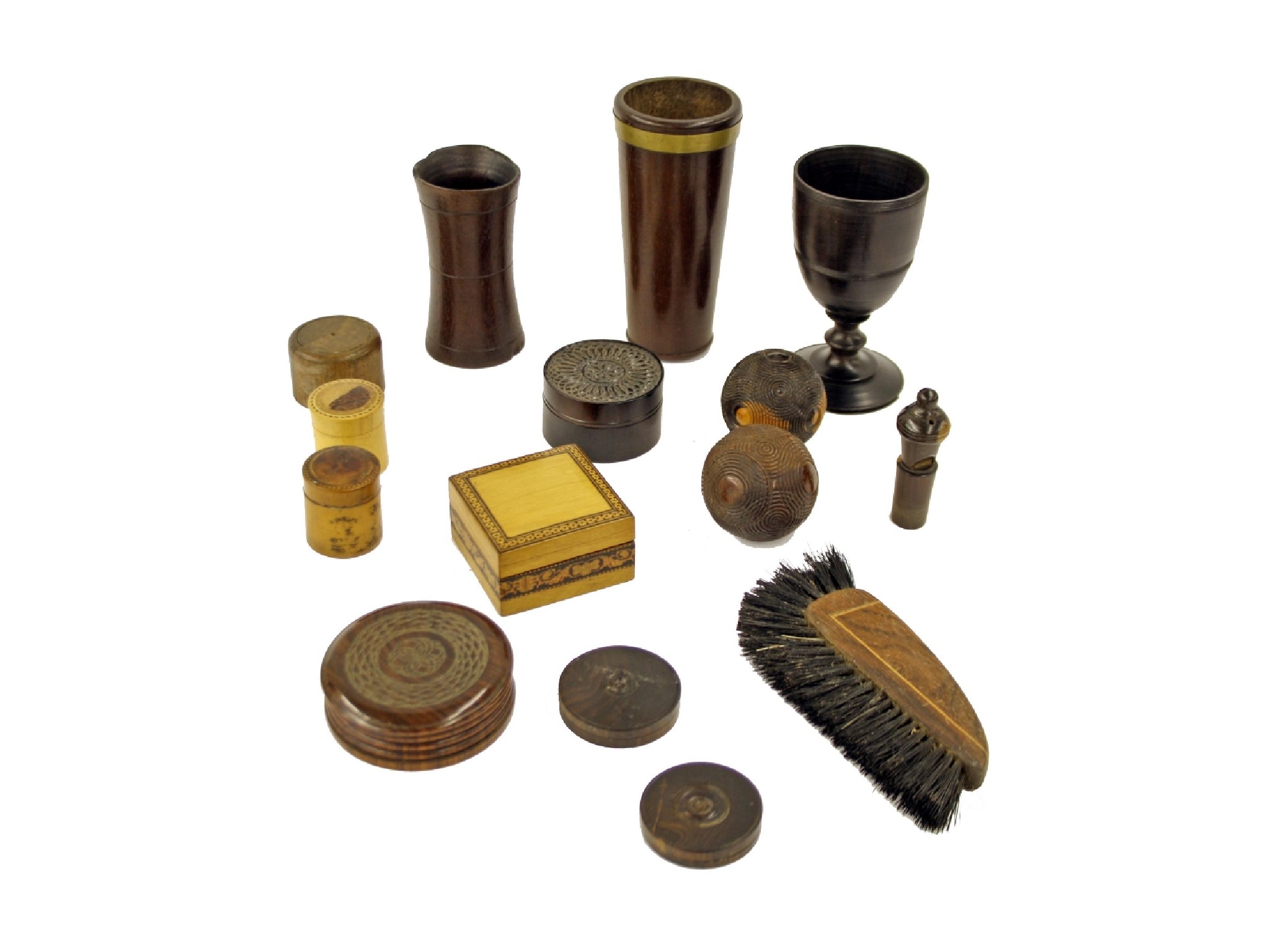 Appraisal: Collection of various small treen items to include two carved