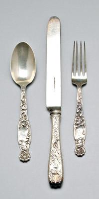 Appraisal: Whiting Heraldic sterling flatware pieces three letter monograms backs inscribed