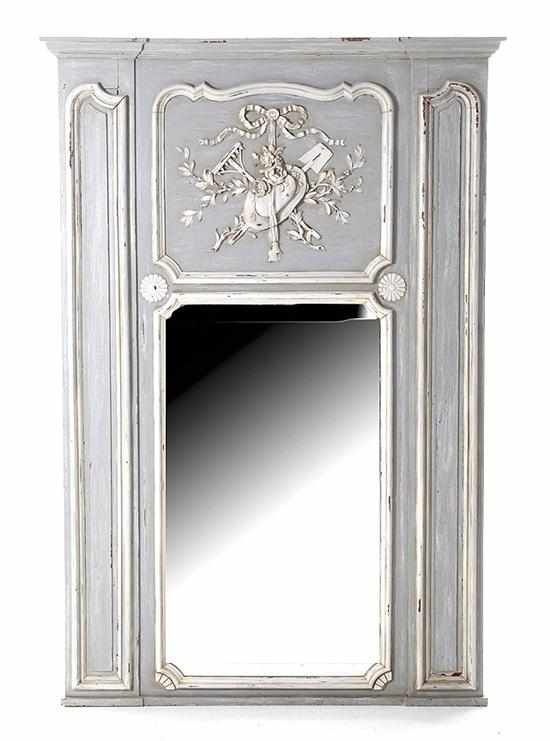 Appraisal: Louis XV style painted trumeau mirror late th century molded