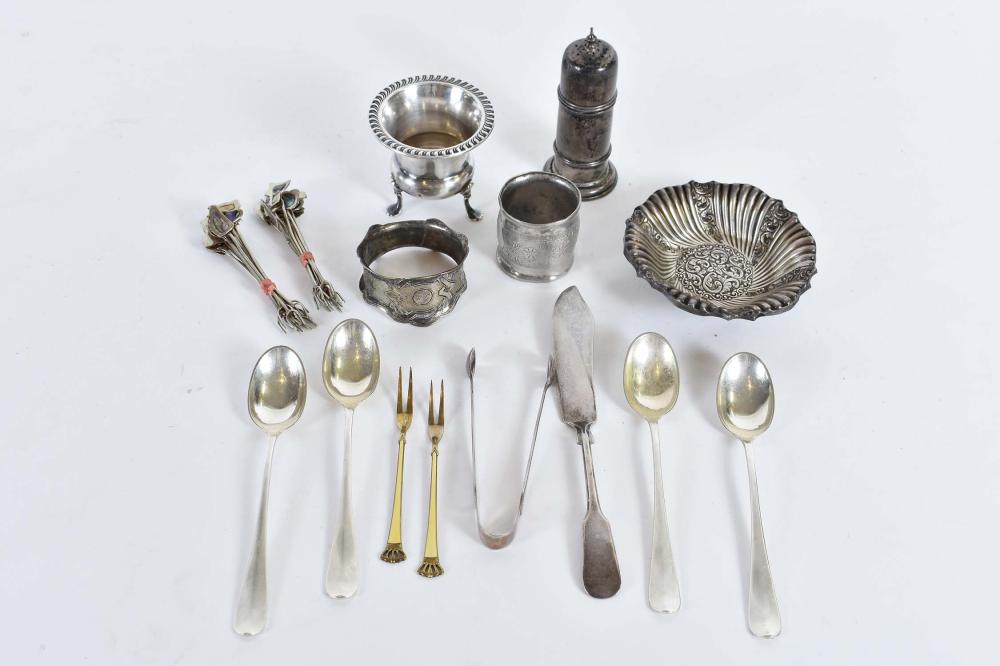 Appraisal: MISCELLANEOUS GROUP OF SILVER th th Century Comprising a cigarette