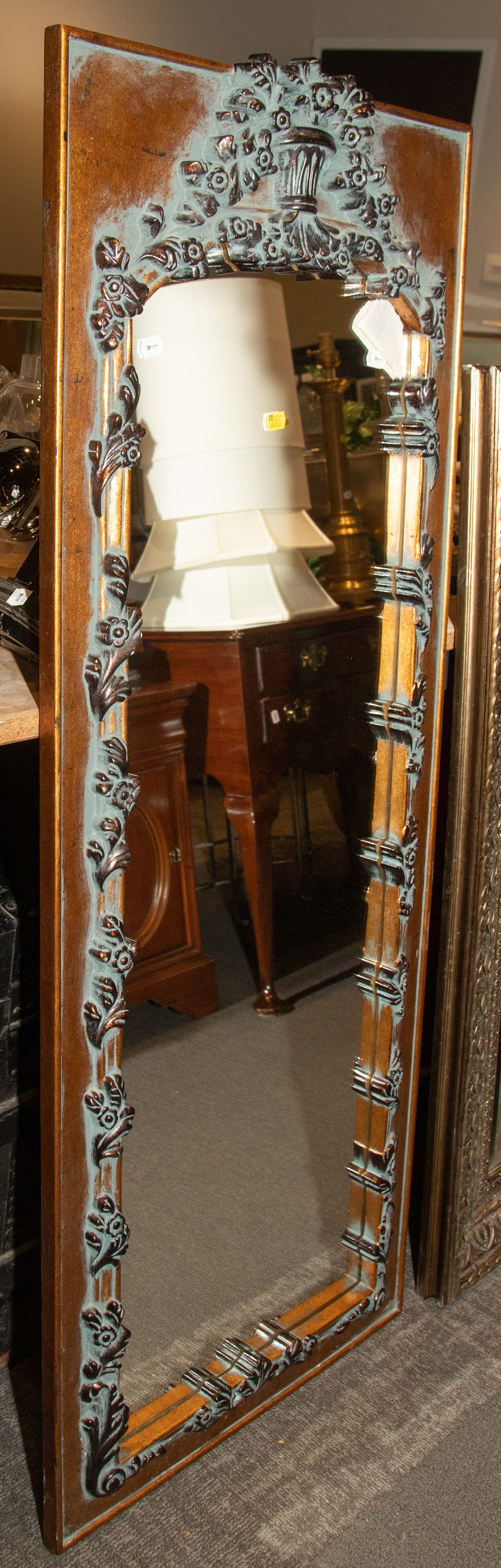 Appraisal: LARGE LOUIS XVI STYLE MIRROR Modern in molded floral frame