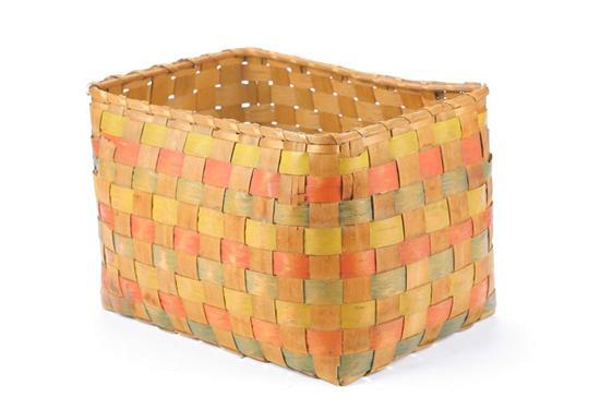 Appraisal: BASKET Woodlands Indian th century woven splint Rectangular basket with