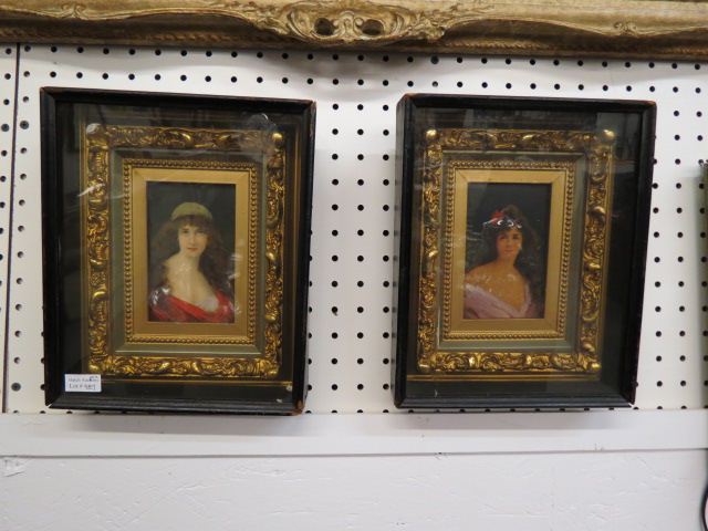 Appraisal: Pair of Victorian Portrait of Ladies in fancy gold frames