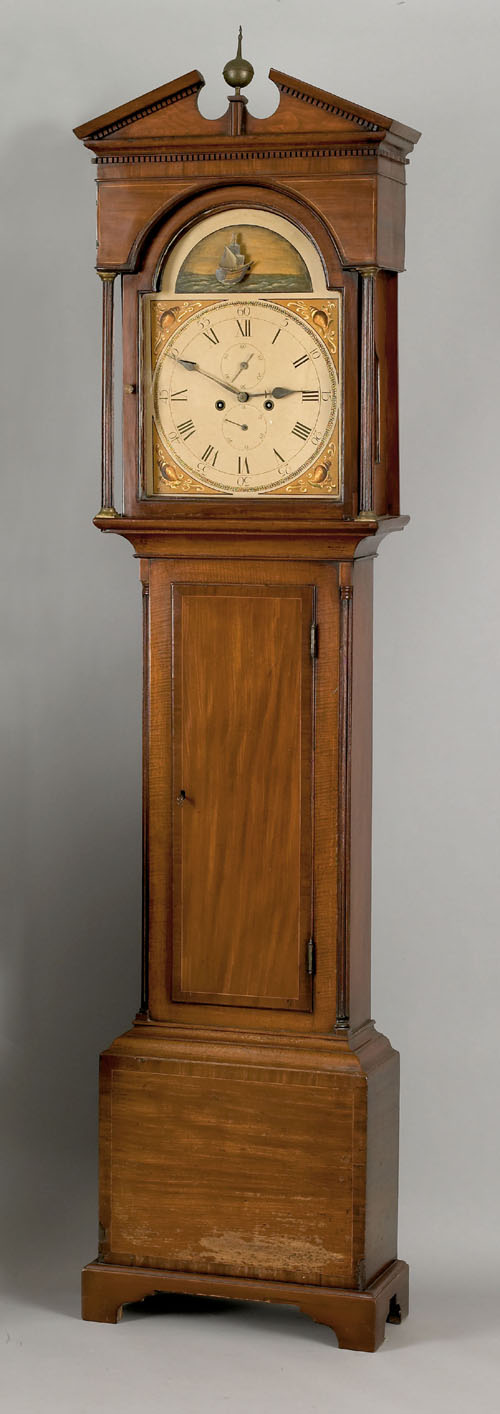 Appraisal: George III mahogany tall case clock ca the arched pediment