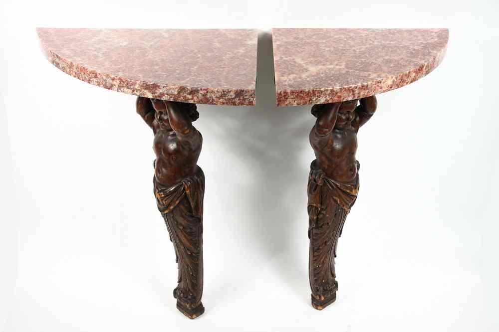 Appraisal: CORNER TABLES - Pair of remanufactured marble top corner tables