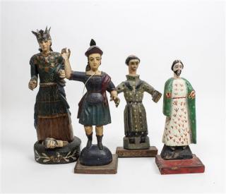 Appraisal: A Group of Four Spanish Colonial Santos Figures Height of