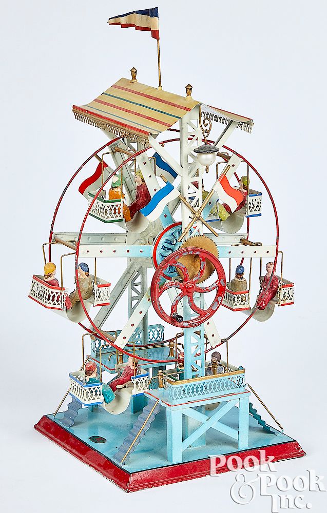 Appraisal: Doll Cie painted and embossed tin Ferris wheel Doll Cie