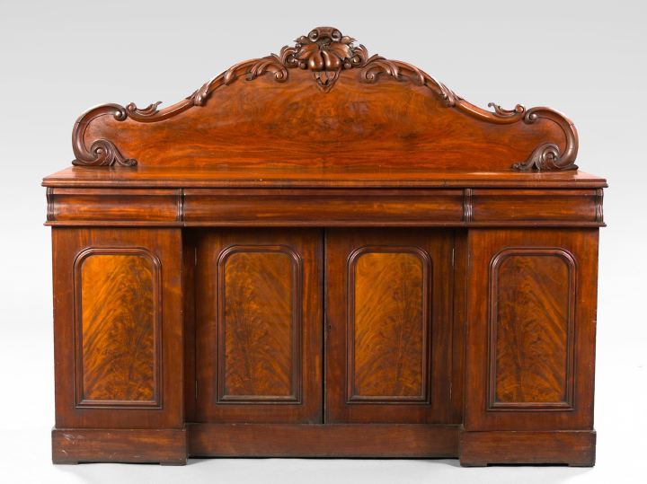 Appraisal: Victorian Mahogany Sideboard third quarter th century the shaped backpiece