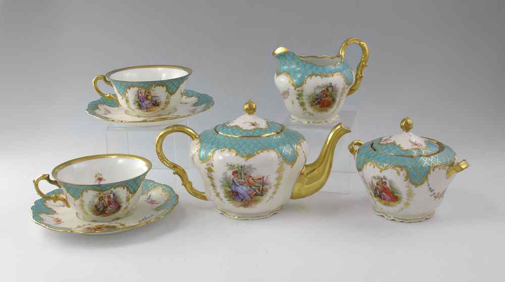 Appraisal: DRESDEN FINE PORCELAIN TEA FOR TWO In the style of