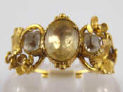 Appraisal: An Art Nouveau carat gold citrine and paste ring of