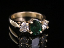 Appraisal: Ladies' Emerald Diamond Ring A k polished yellow gold band