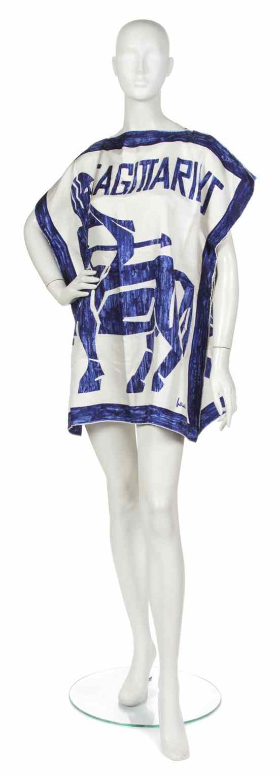 Appraisal: A Pauline Trigere Silk Scarf Top two blue and white