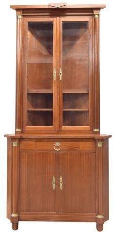 Appraisal: French Empire style mahogany stepback corner cabinet th c molded